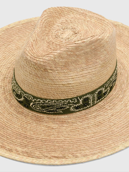Sunshine Tienda Women's Olive Bandana Palm Hat