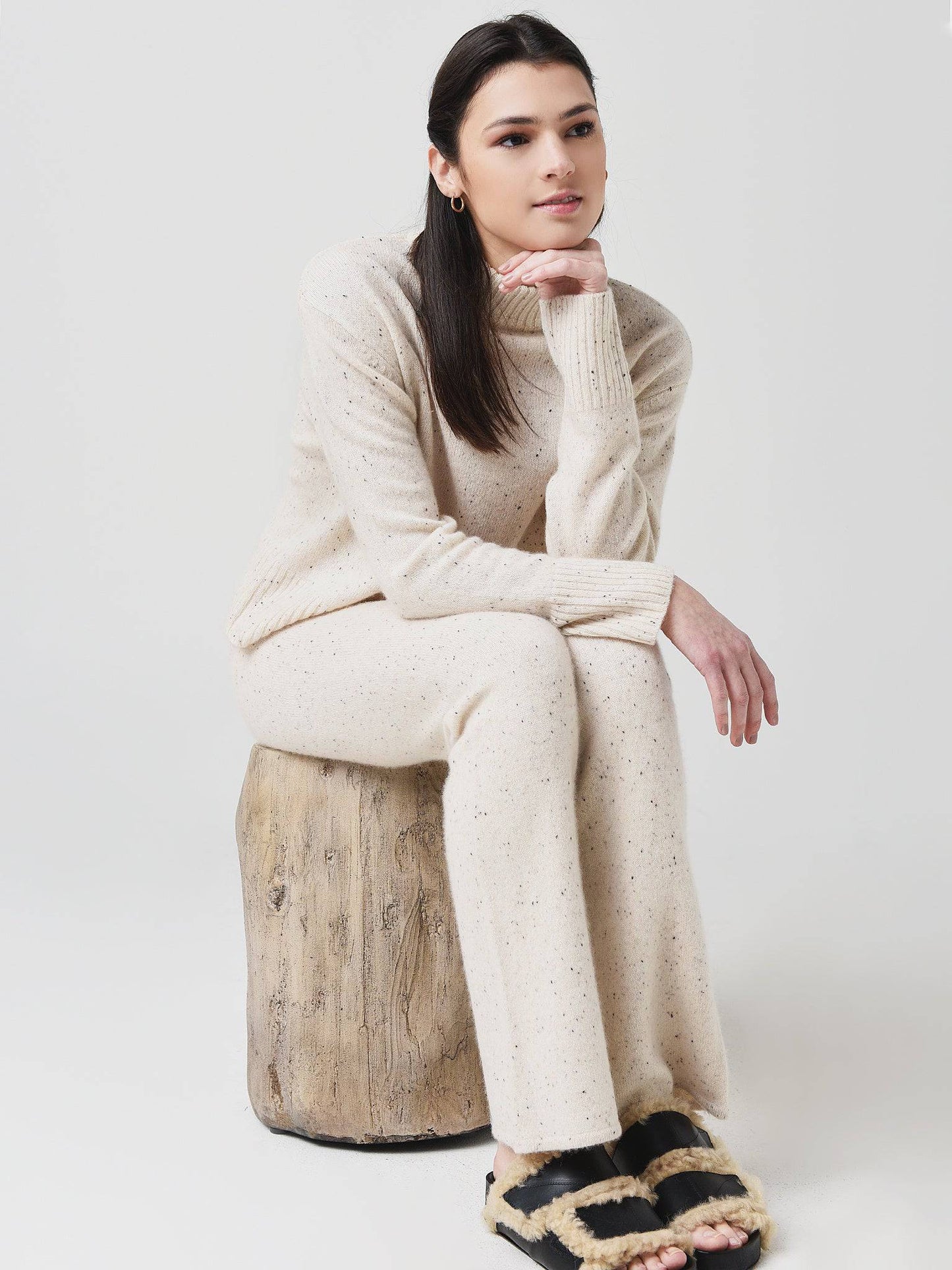 Monrow Women's Cashmere Neps Lounge Pant - Saint Bernard