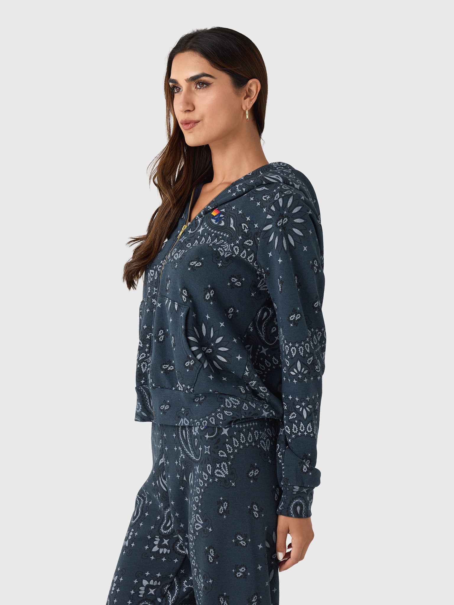 Aviator Nation Women's Bandana Zip Hoodie - Saint Bernard