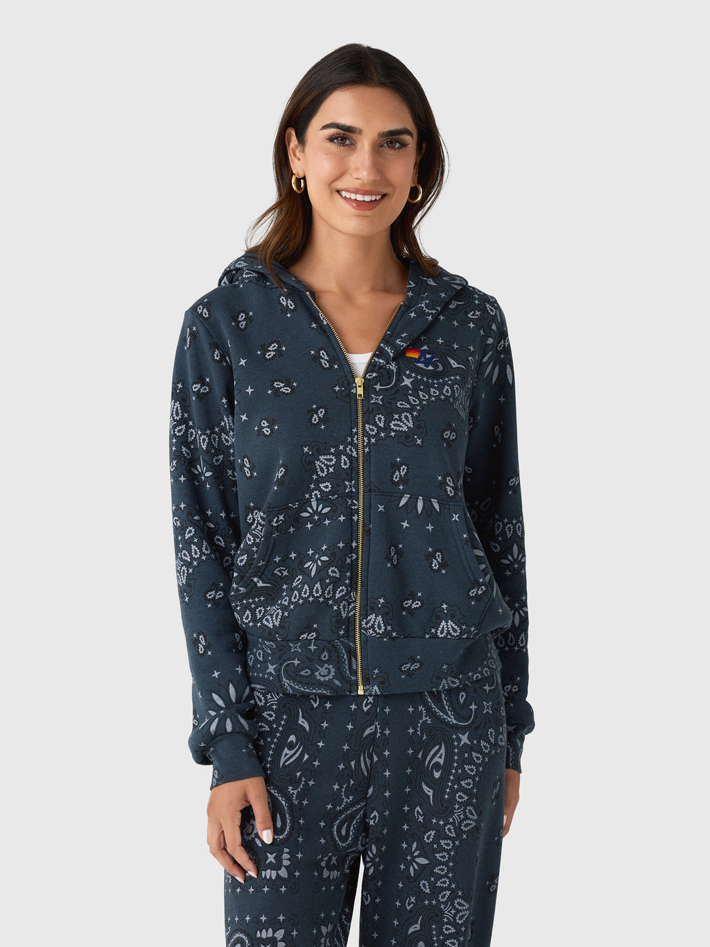 Aviator Nation Women's Bandana Zip Hoodie - Saint Bernard