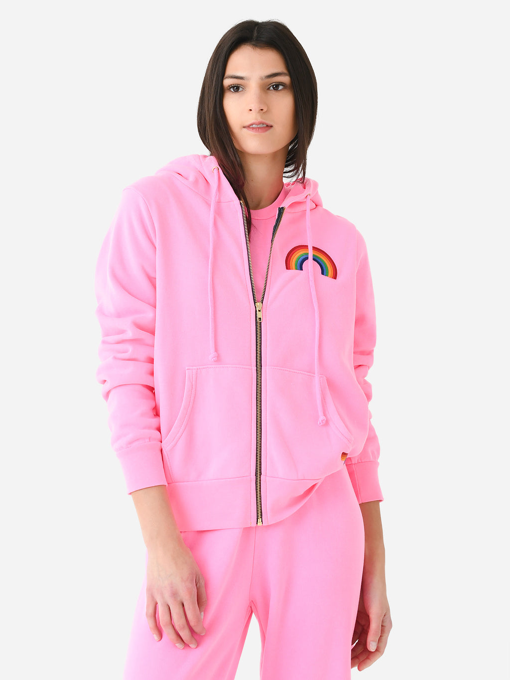 Aviator Nation Women's Rainbow Embroidery Zip Hoodie - Saint Bernard