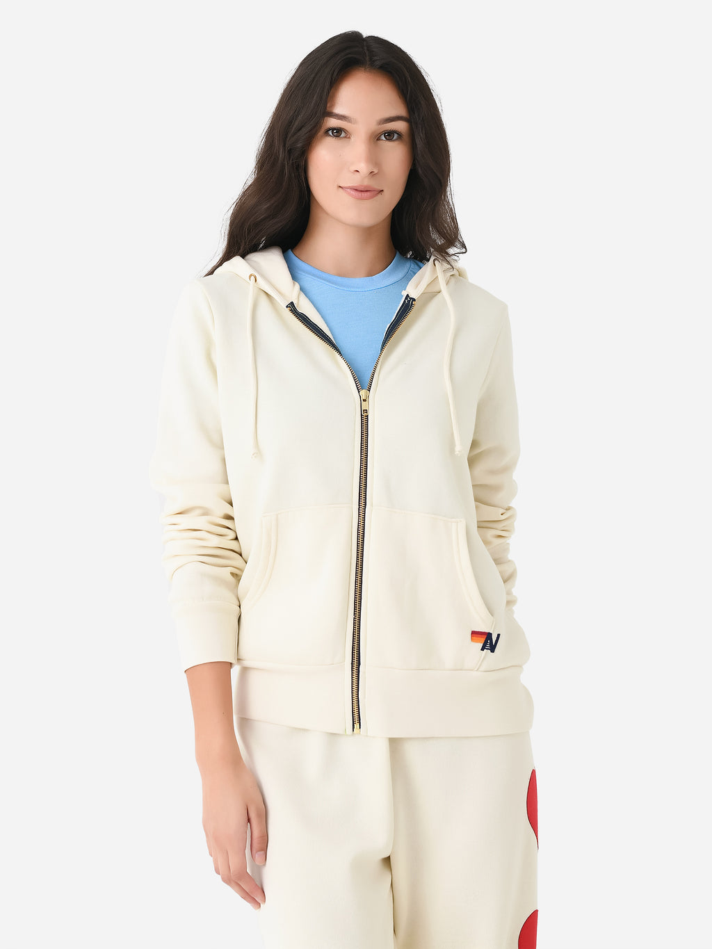 Aviator Nation Women's Heart Stitch Zip Hoodie - Saint Bernard