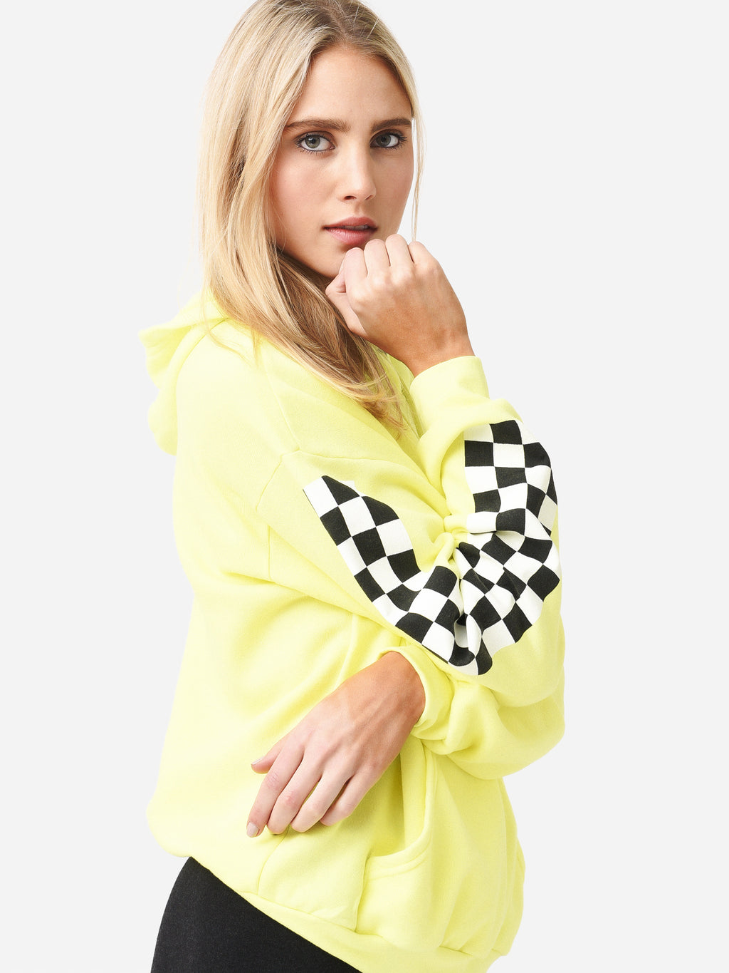 Aviator Nation Women's Check Sleeve Hoodie - Saint Bernard