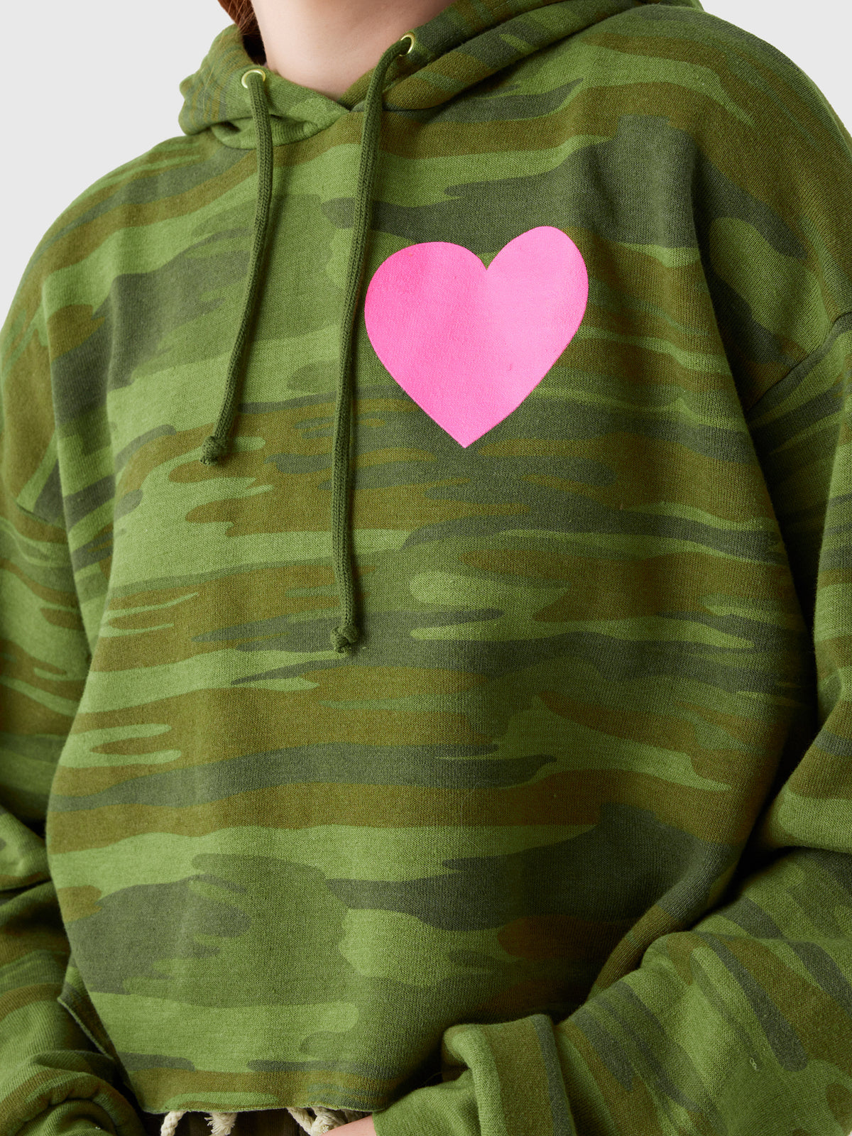 Aviator Nation Women's Heart Relaxed Cropped Pullover Hoodie - Saint Bernard