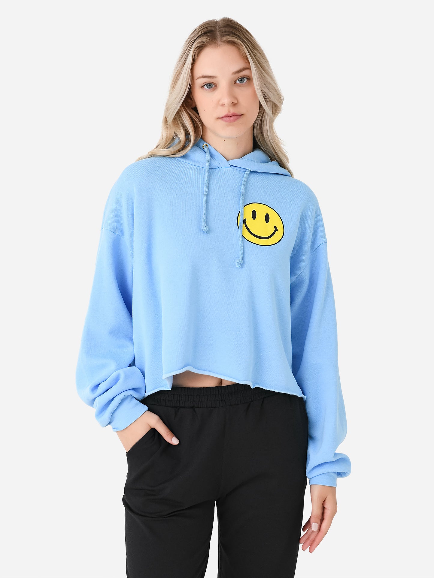 Aviator Nation Women's Smiley 2 Relaxed Cropped Pullover Hoodie