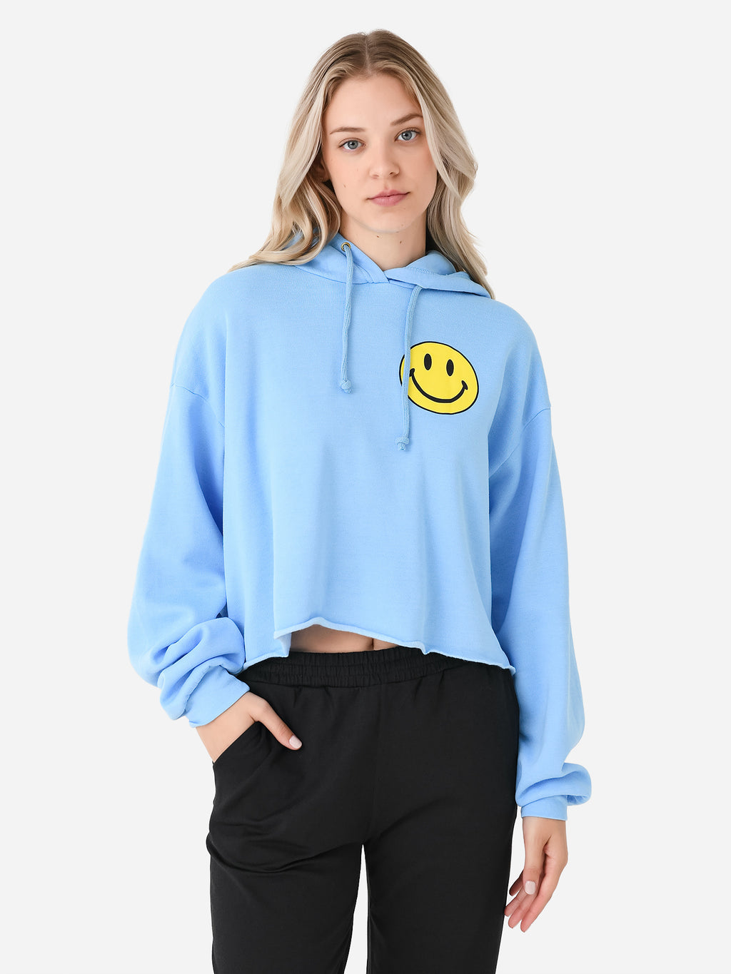 Aviator Nation Women's Smiley 2 Relaxed Cropped Pullover Hoodie - Saint Bernard