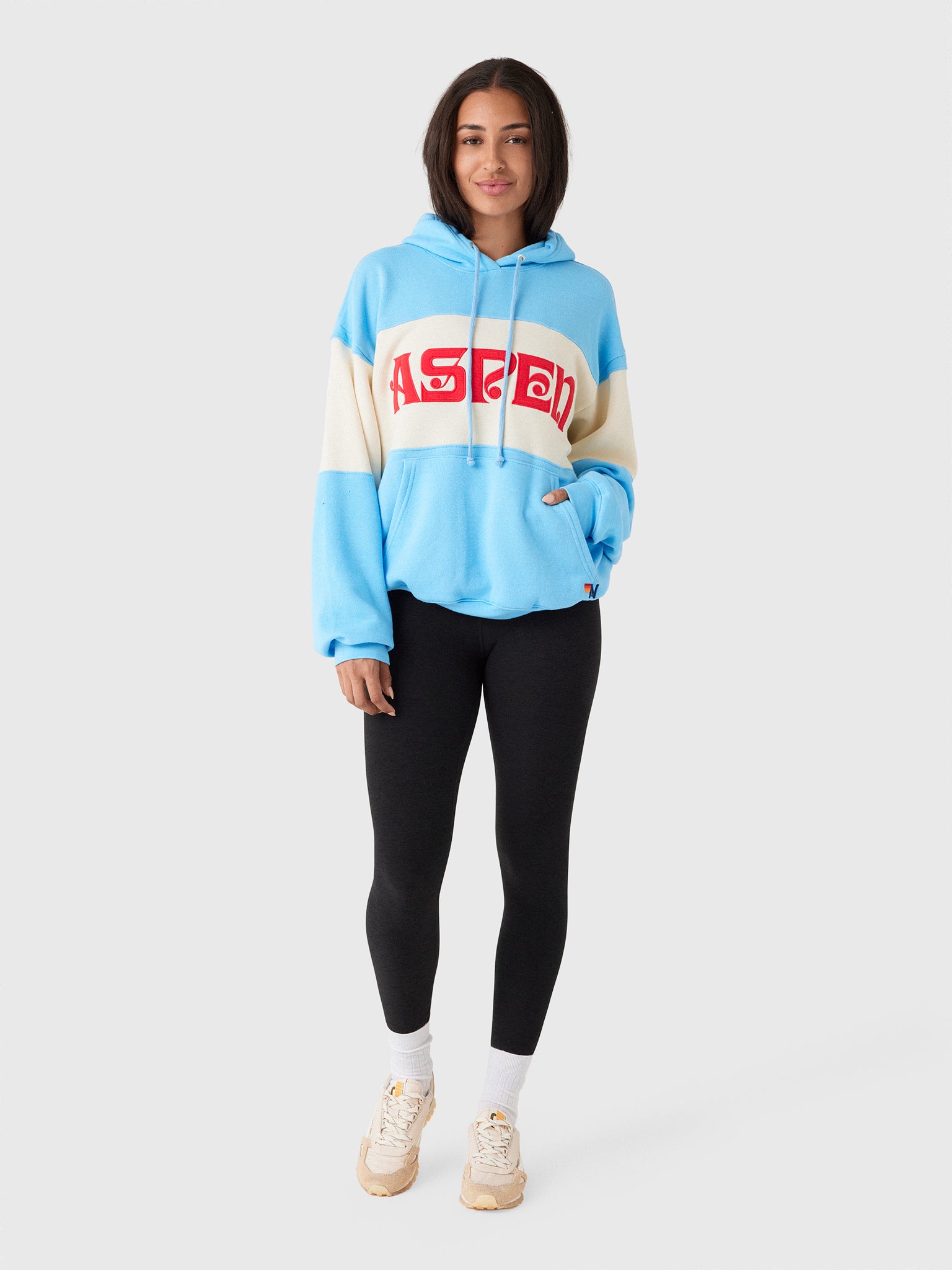 Aviator Nation Women's Aspen Embroidery Color Block Relaxed Pullover Hoodie - Saint Bernard