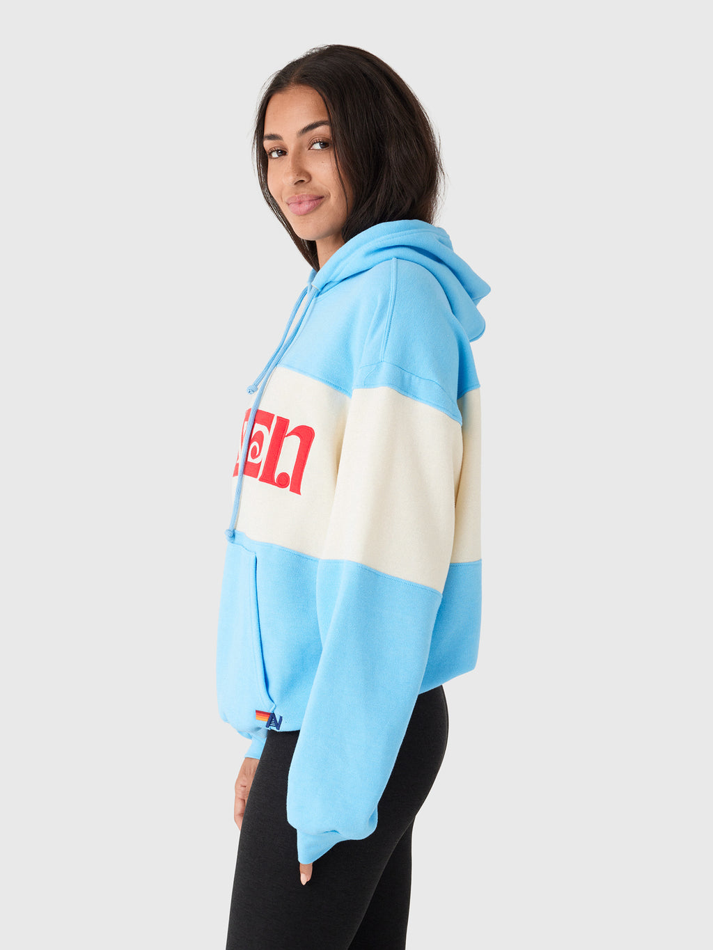 Aviator Nation Women's Aspen Embroidery Color Block Relaxed Pullover Hoodie - Saint Bernard