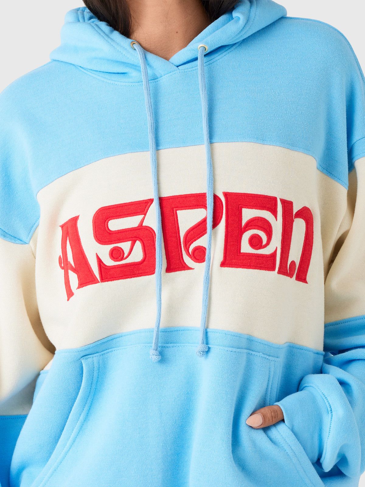Aviator Nation Women's Aspen Embroidery Color Block Relaxed Pullover Hoodie - Saint Bernard