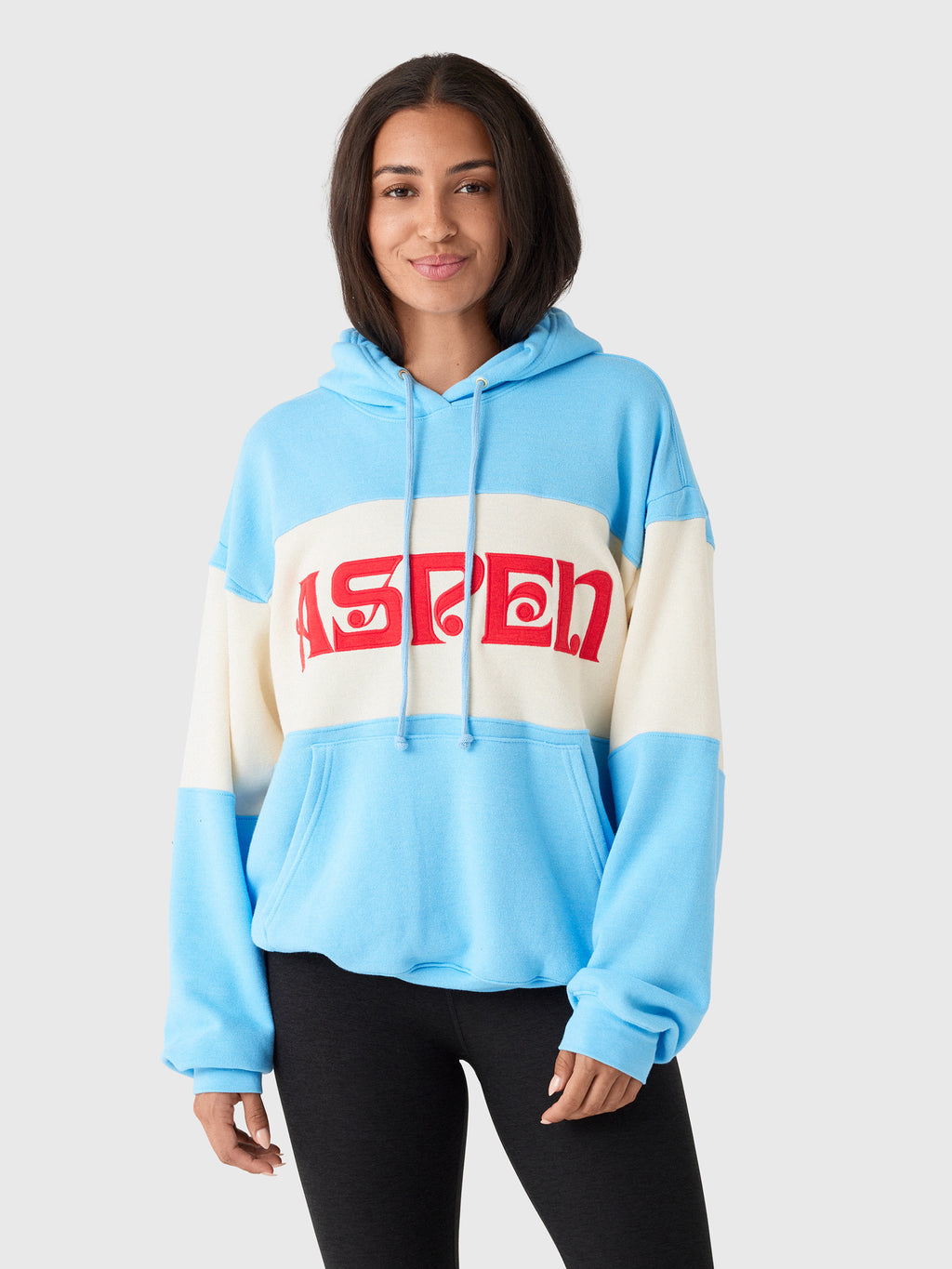 Aviator Nation Women's Aspen Embroidery Color Block Relaxed Pullover Hoodie - Saint Bernard