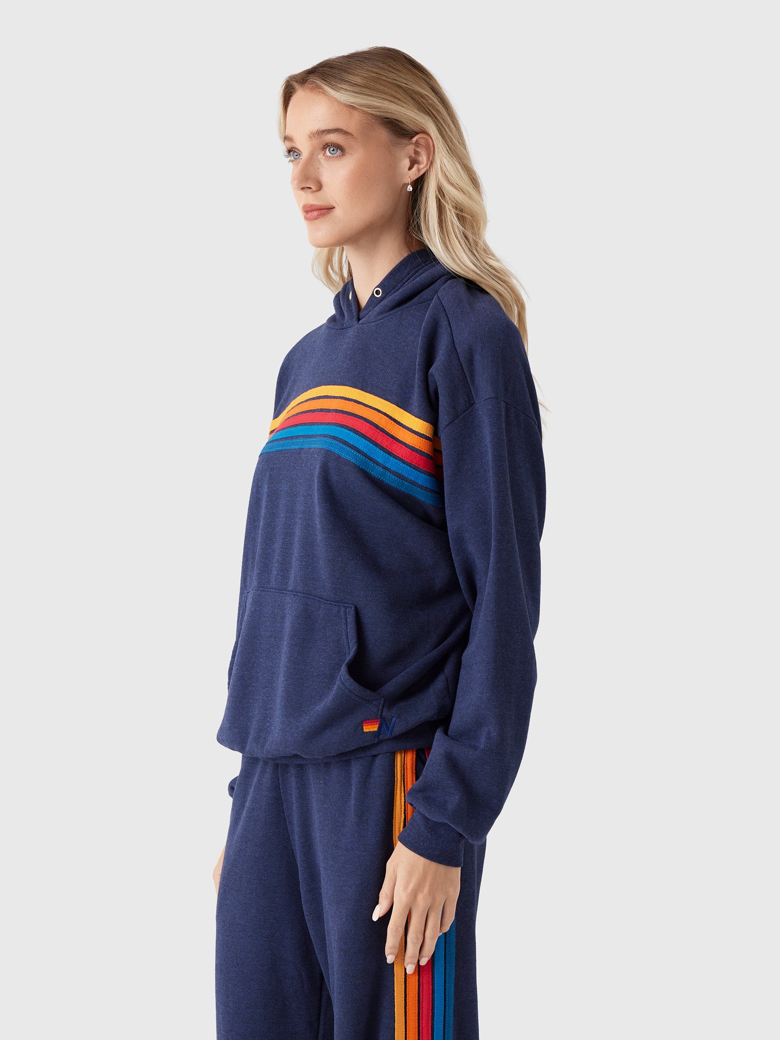 Aviator Nation Women's 5 Stripe Relaxed Pullover Hoodie - Saint Bernard