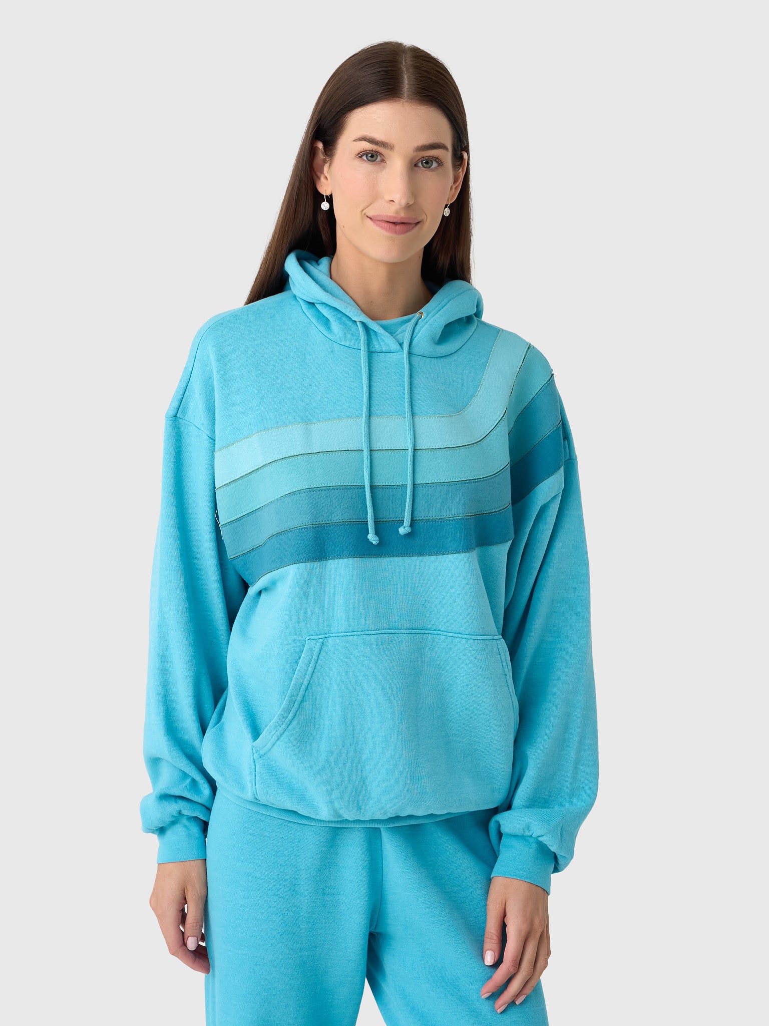 Aviator Nation Women's Wave Stripe 4 Relaxed Pullover Hoodie - Saint Bernard