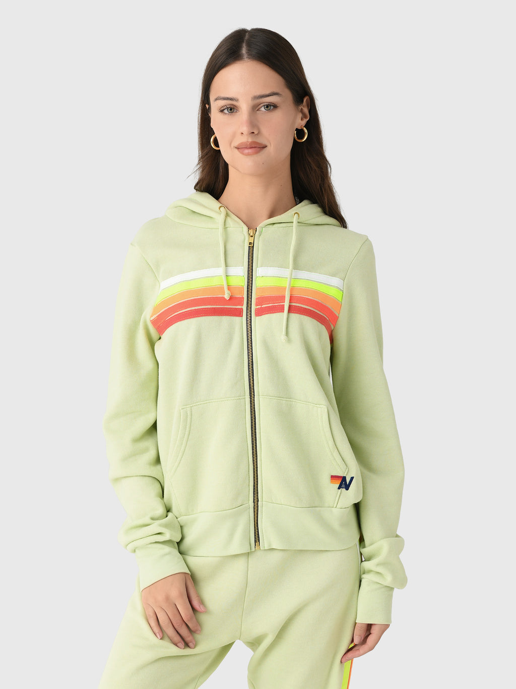 Aviator Nation Women's 5 Stripe Zip Hoodie - Saint Bernard