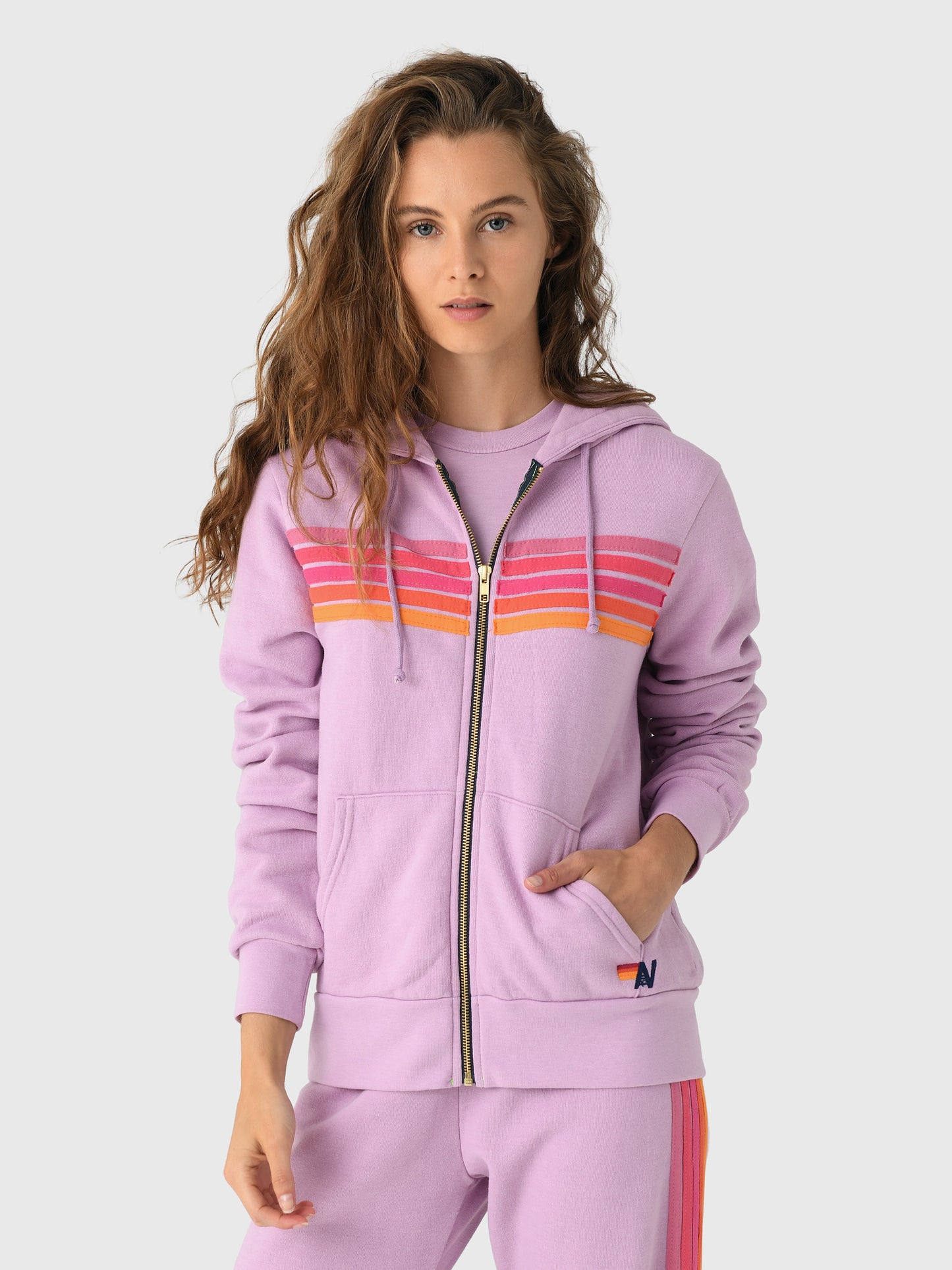 Aviator Nation Women's 5 Stripe Zip Hoodie - Saint Bernard
