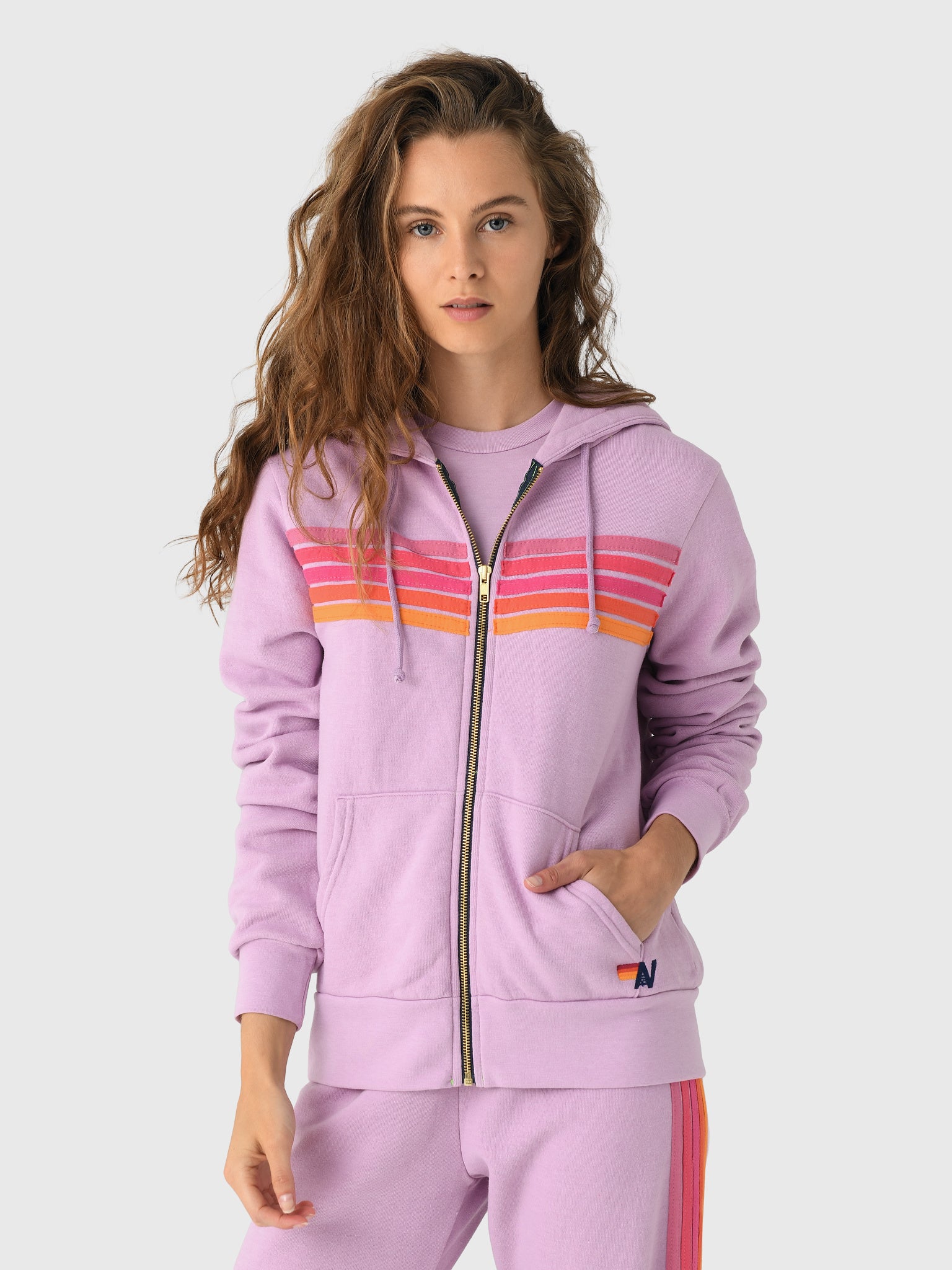 Aviator Nation Women's 5 Stripe Zip Hoodie - Saint Bernard