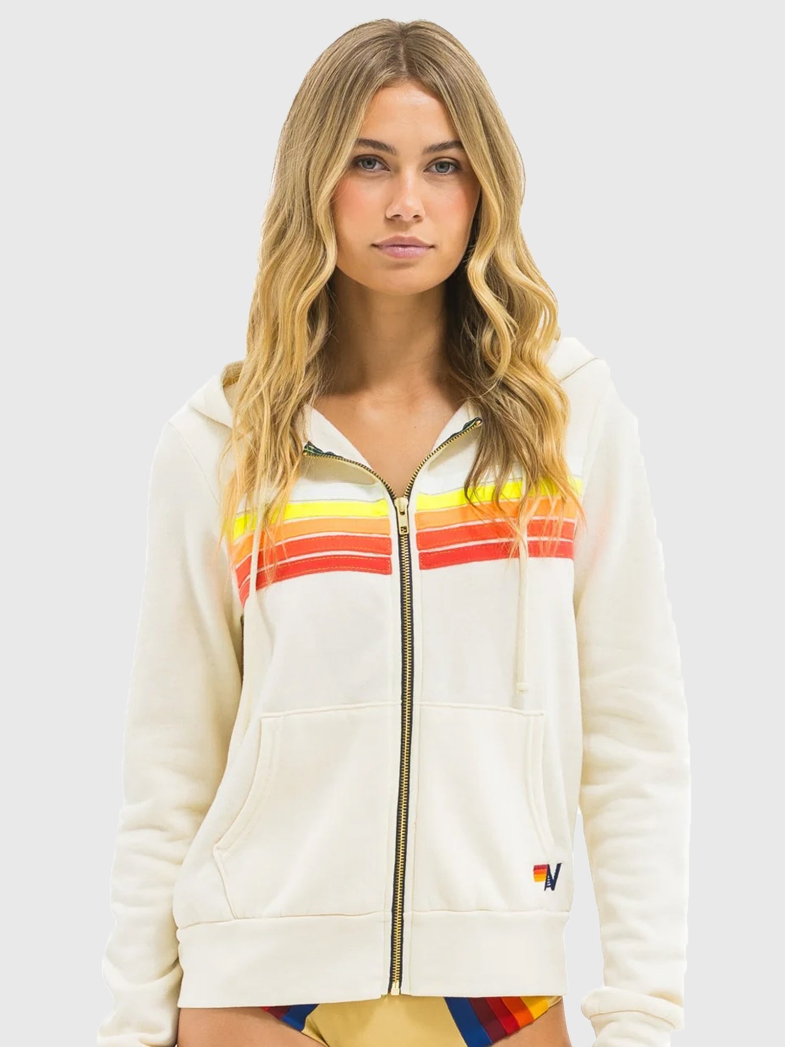 Aviator Nation Women's 5 Stripe Zip Hoodie - Saint Bernard