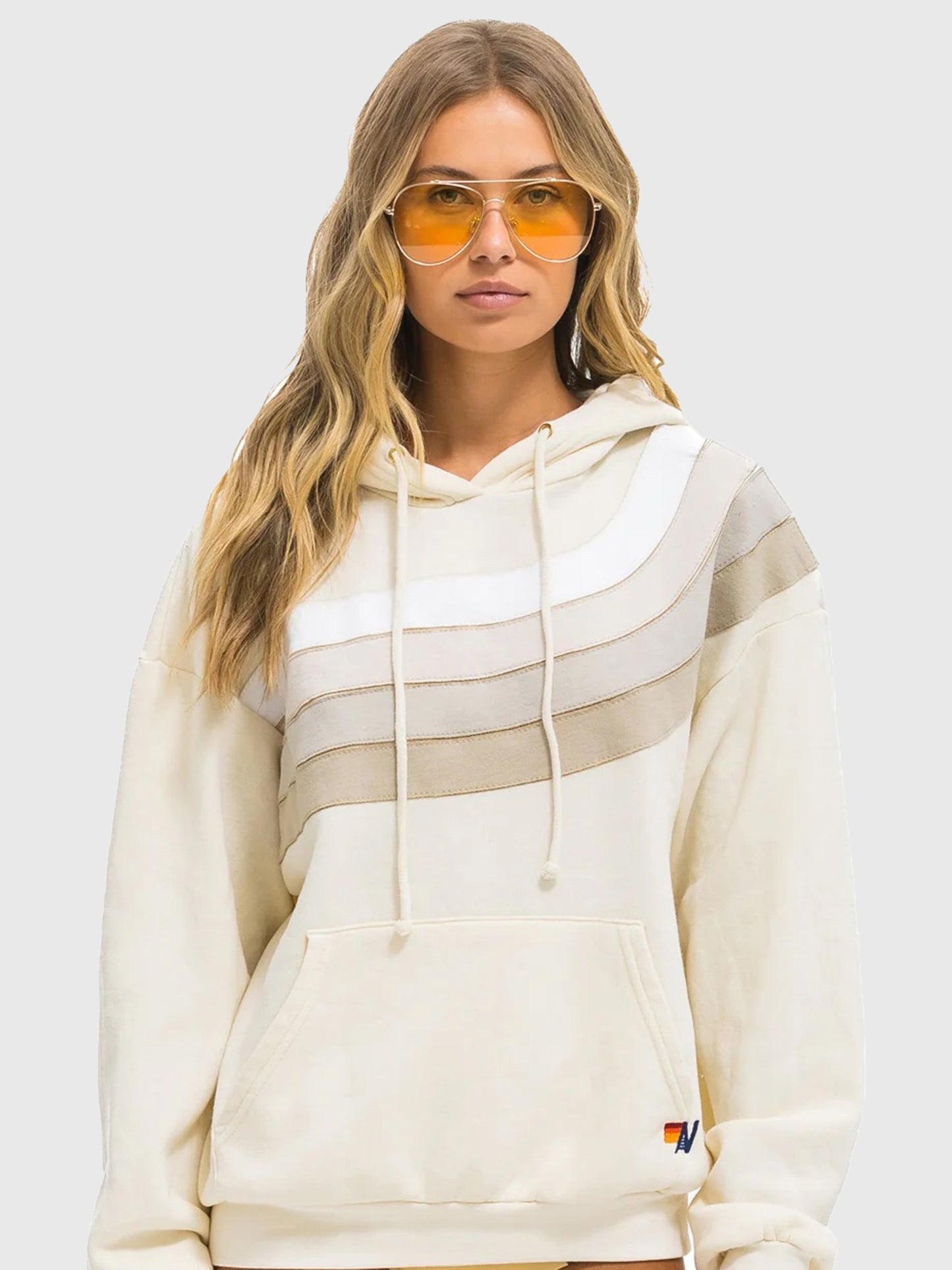 Aviator Nation Women's Wave Stripe 4 Relaxed Pullover Hoodie - Saint Bernard