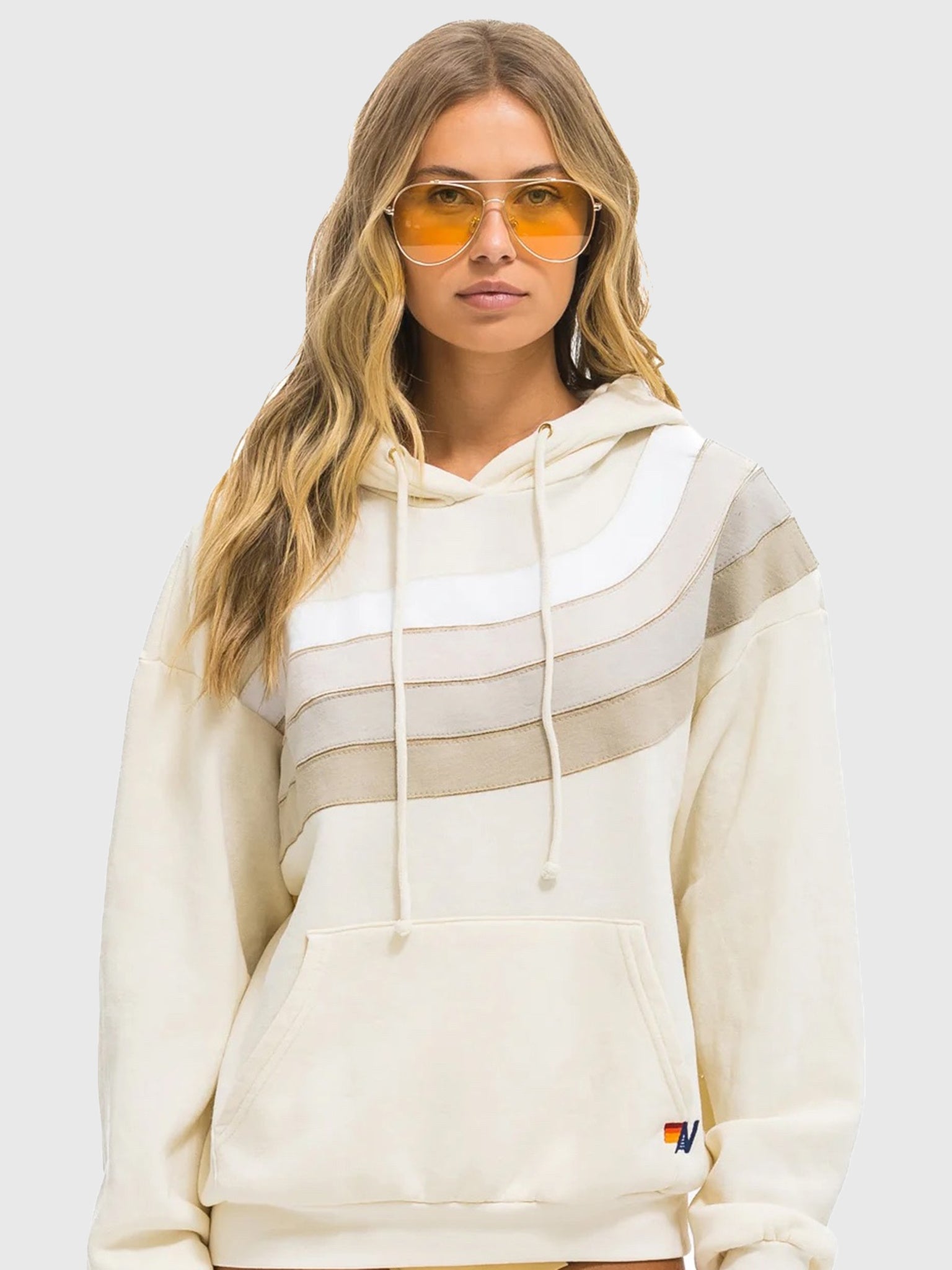 Aviator Nation Women's Wave Stripe 4 Relaxed Pullover Hoodie - Saint Bernard