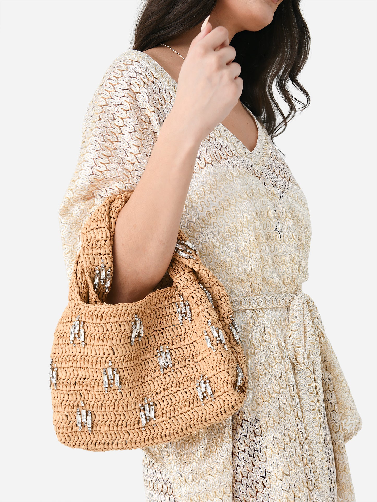 ALC Parker Embellished Raffia Bag - Saint Bernard