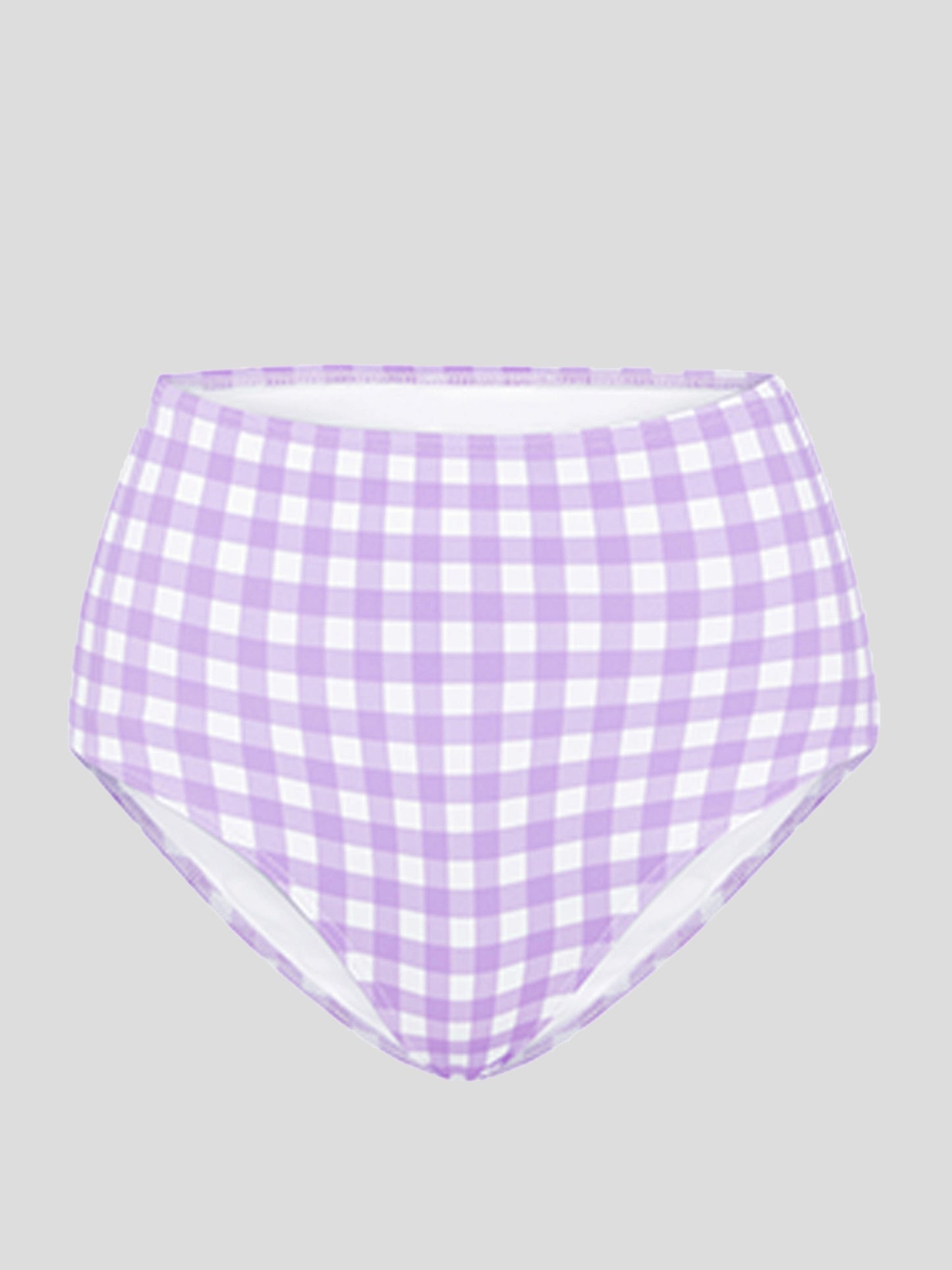 Ephemera Women's Gingham High Waisted Bikini Bottom - Saint Bernard
