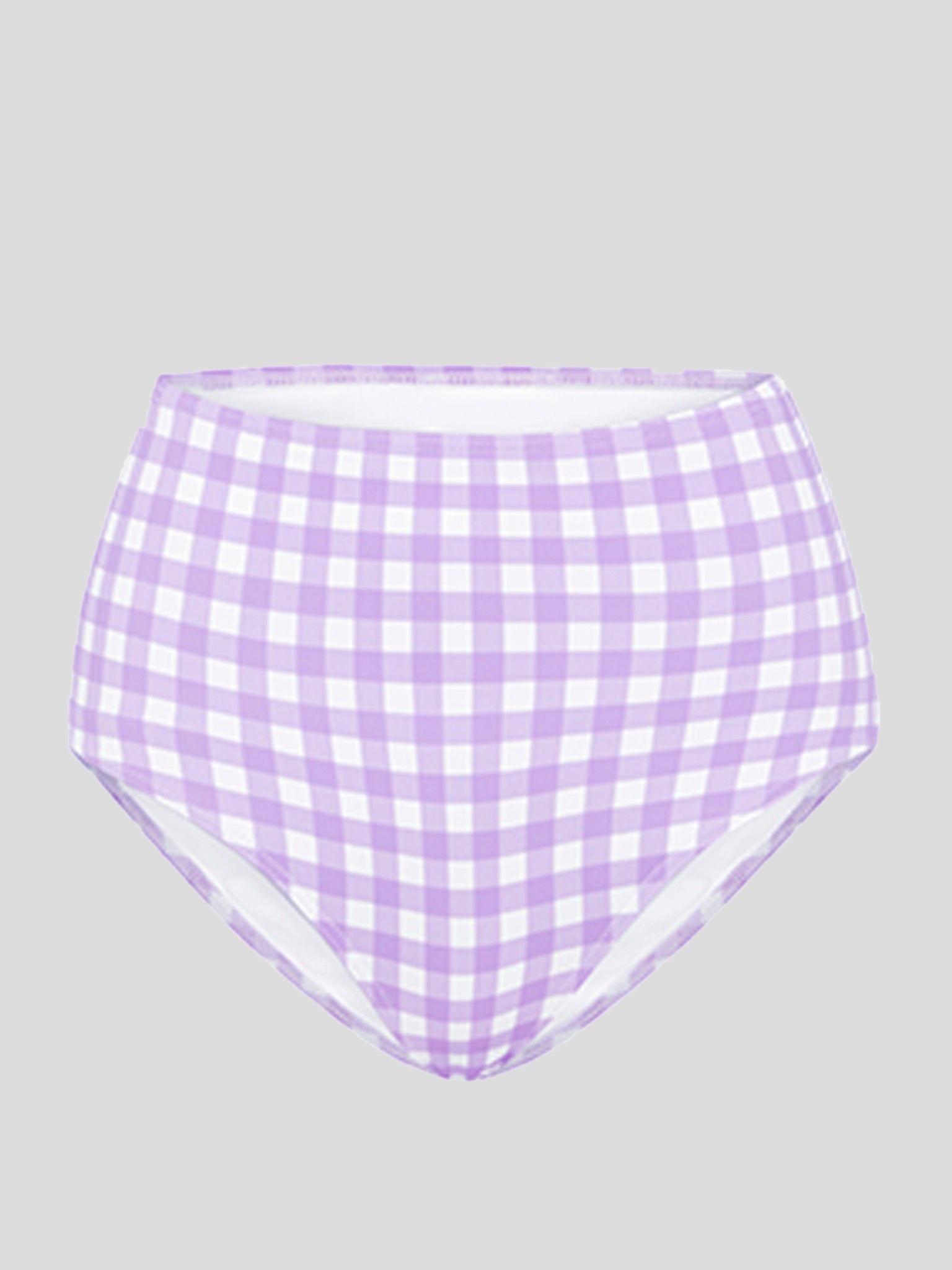 Ephemera Women's Gingham High Waisted Bikini Bottom - Saint Bernard