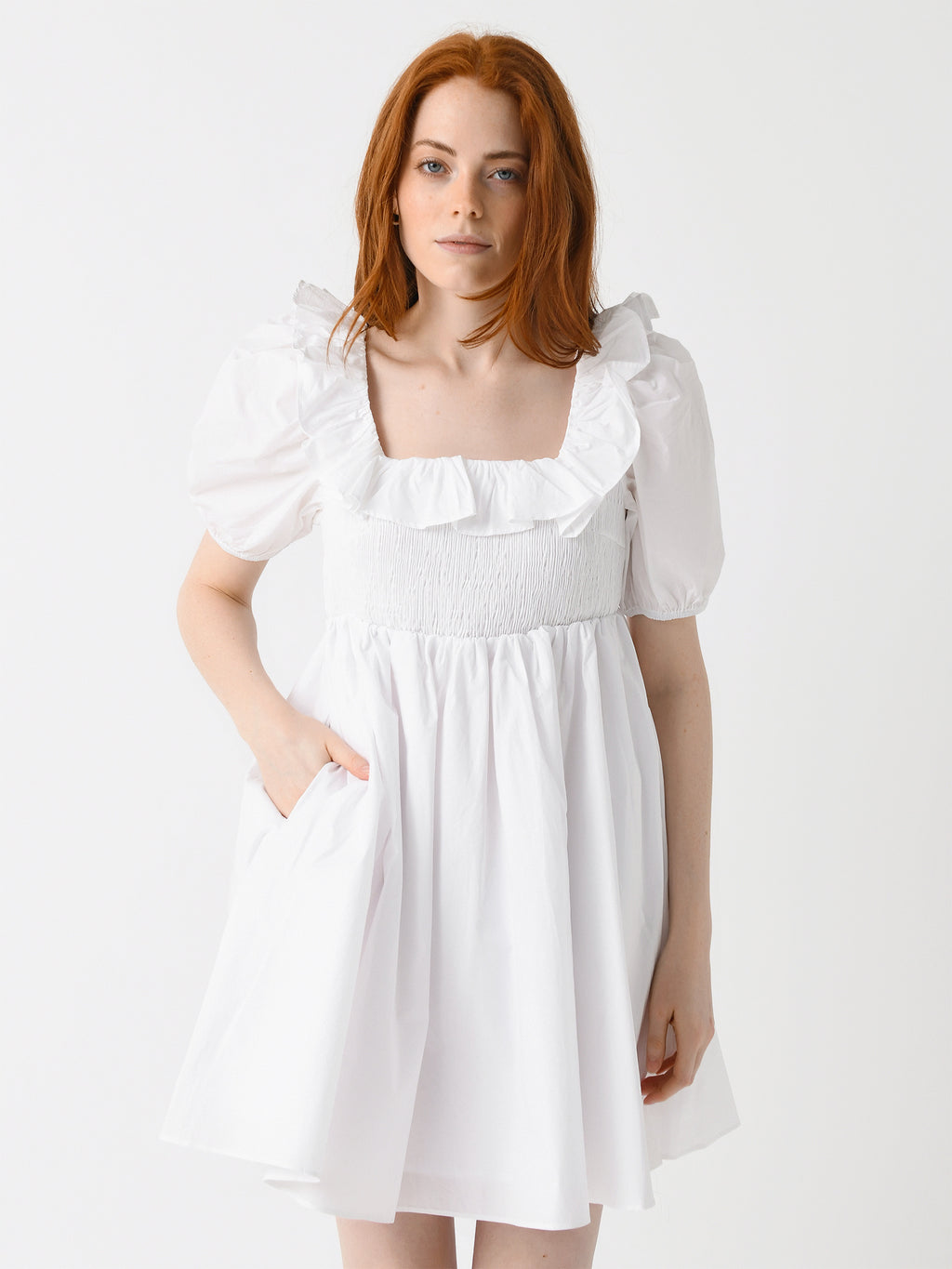 English Factory Women's Smocked Puff Sleeve Dress - Saint Bernard