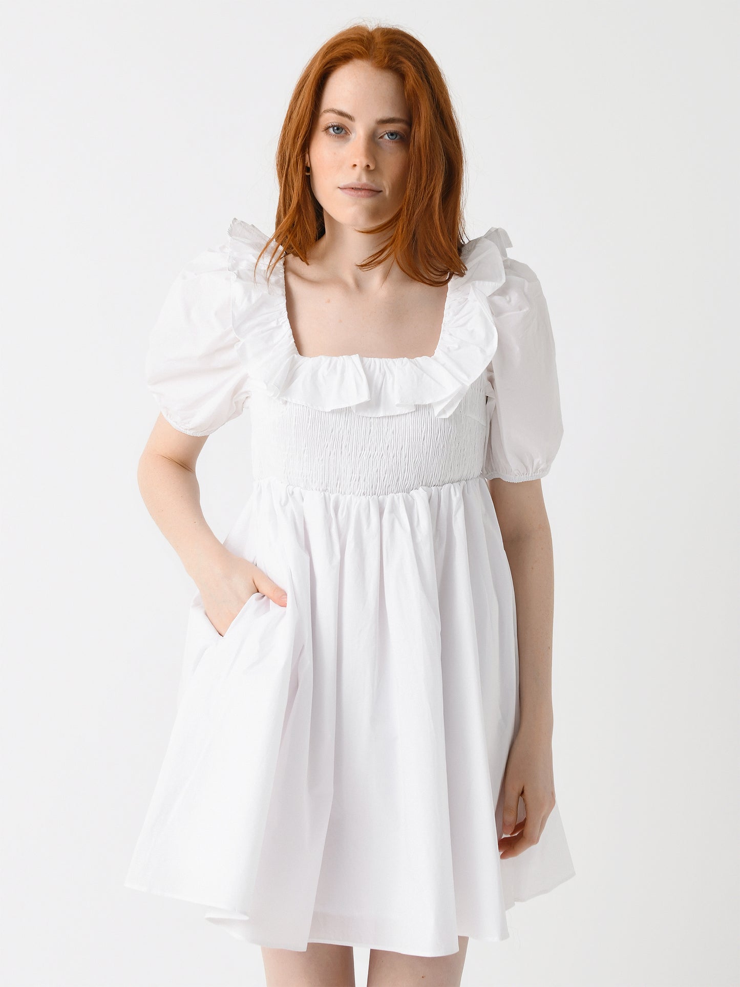 English Factory Women's Smocked Puff Sleeve Dress