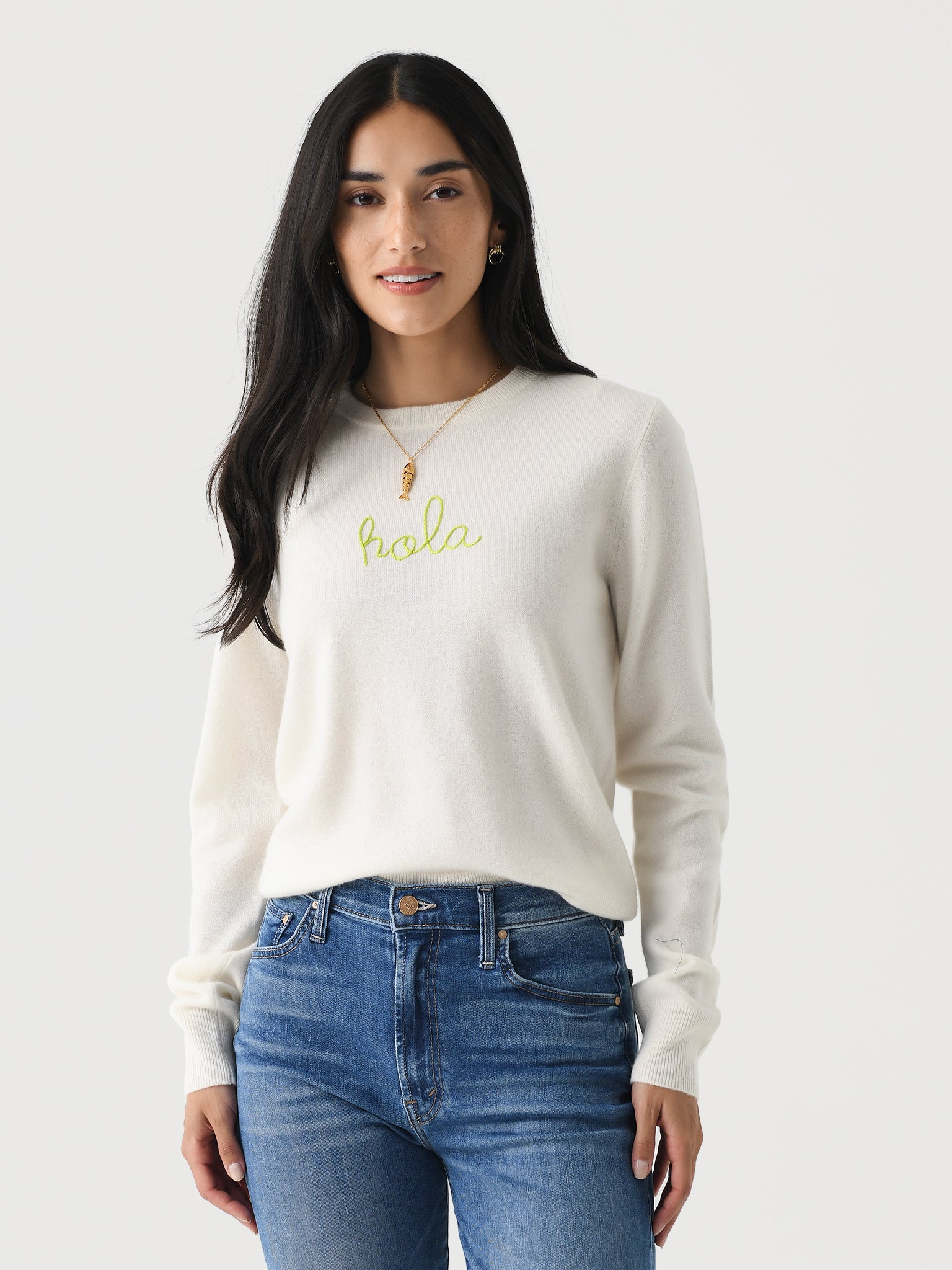 Lingua Franca Women's Hola + Adios Crewneck Sweater - Saint Bernard