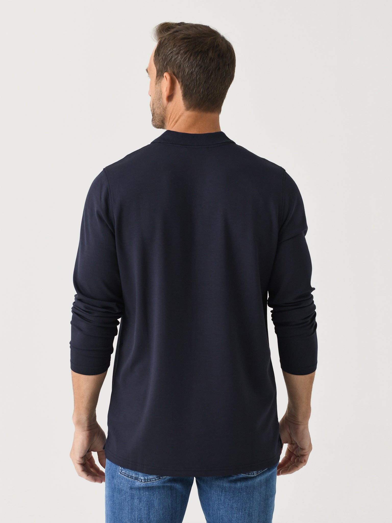 RYE51 Men's The Holden Double Knit Long Sleeve Polo - Saint Bernard