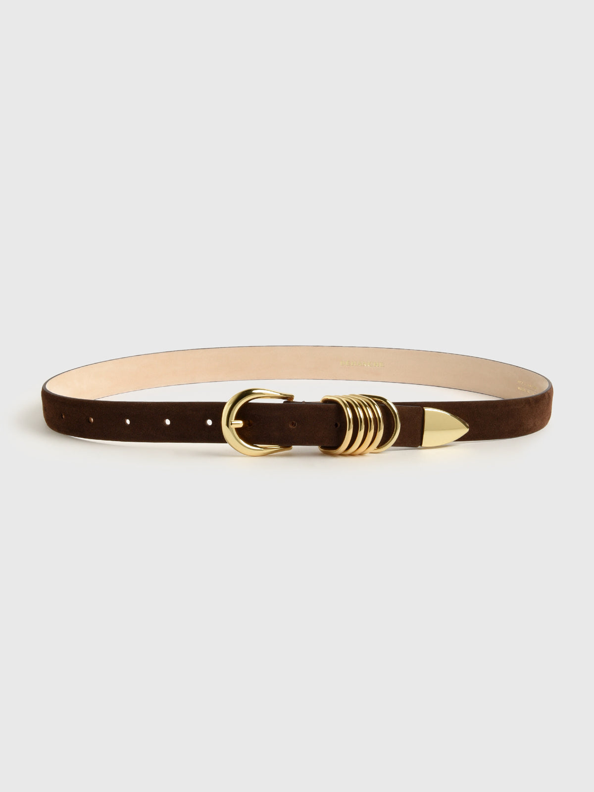 DEHANCHIE Cream Belt with Gold Buckle Déhanche Hollyhock Leather D-Ring Belt | Saks Fifth Avenue main image 4