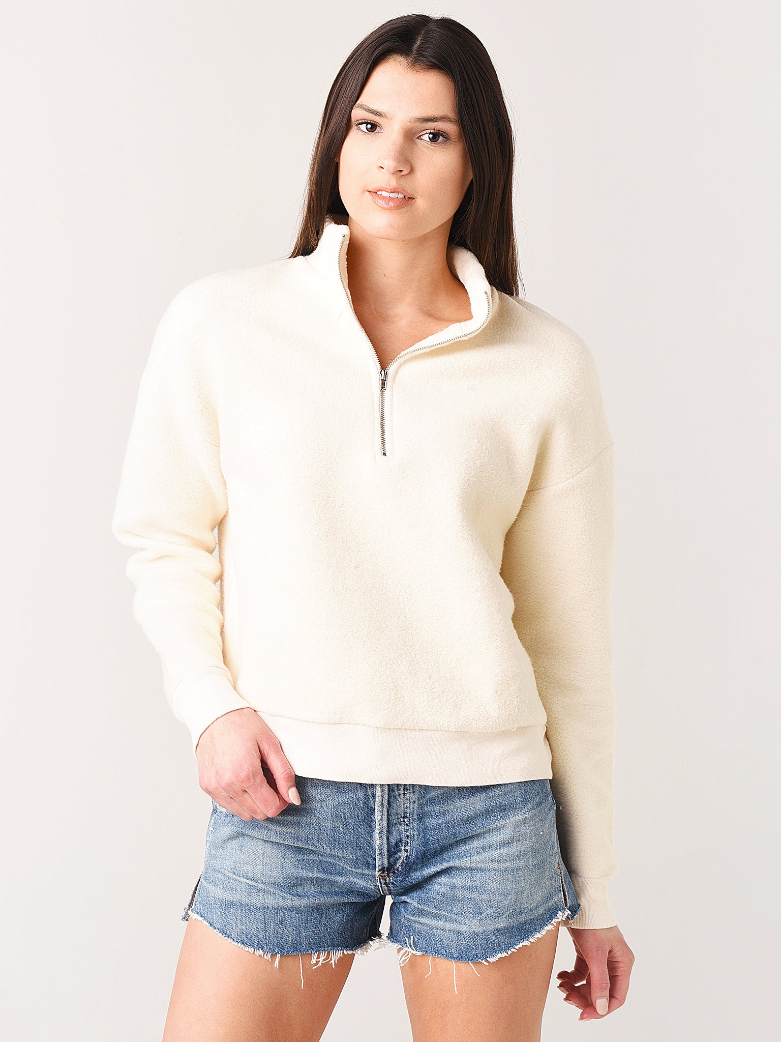 Monrow Women's Teddy Fleece Half-Zip - Saint Bernard