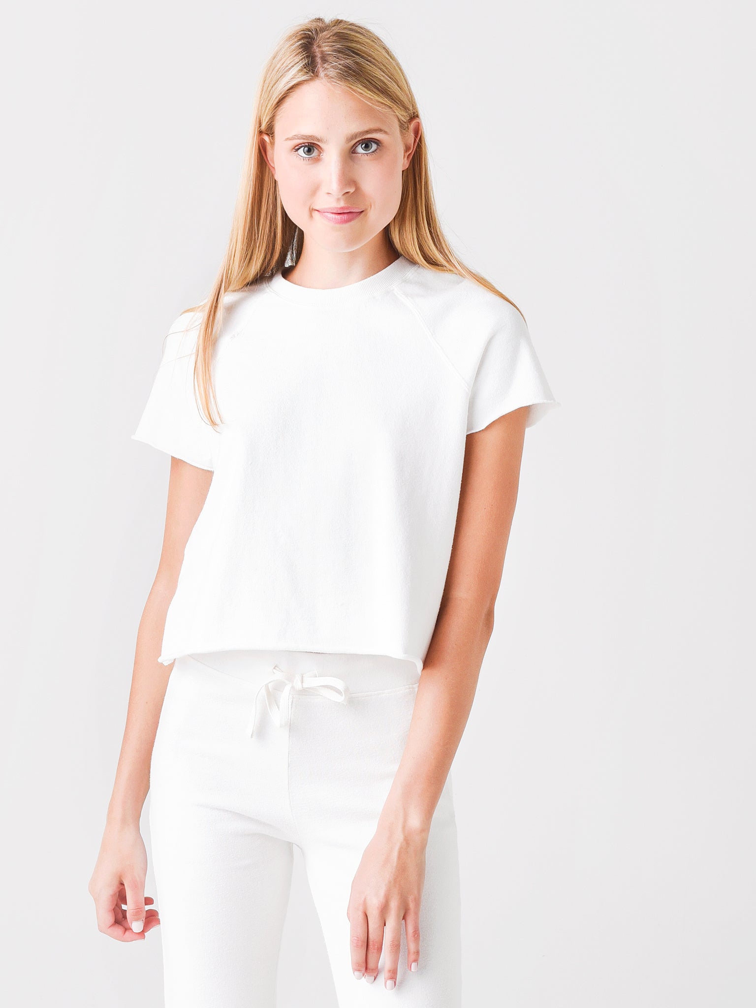 Monrow Women's Short-Sleeve Cut-Off Raglan Tee - Saint Bernard