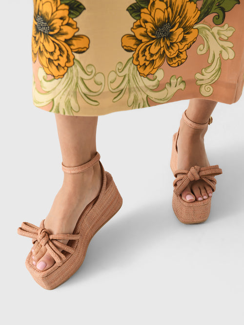 Loeffler Randall Women's Hudson Bow Raffia Platform Sandal