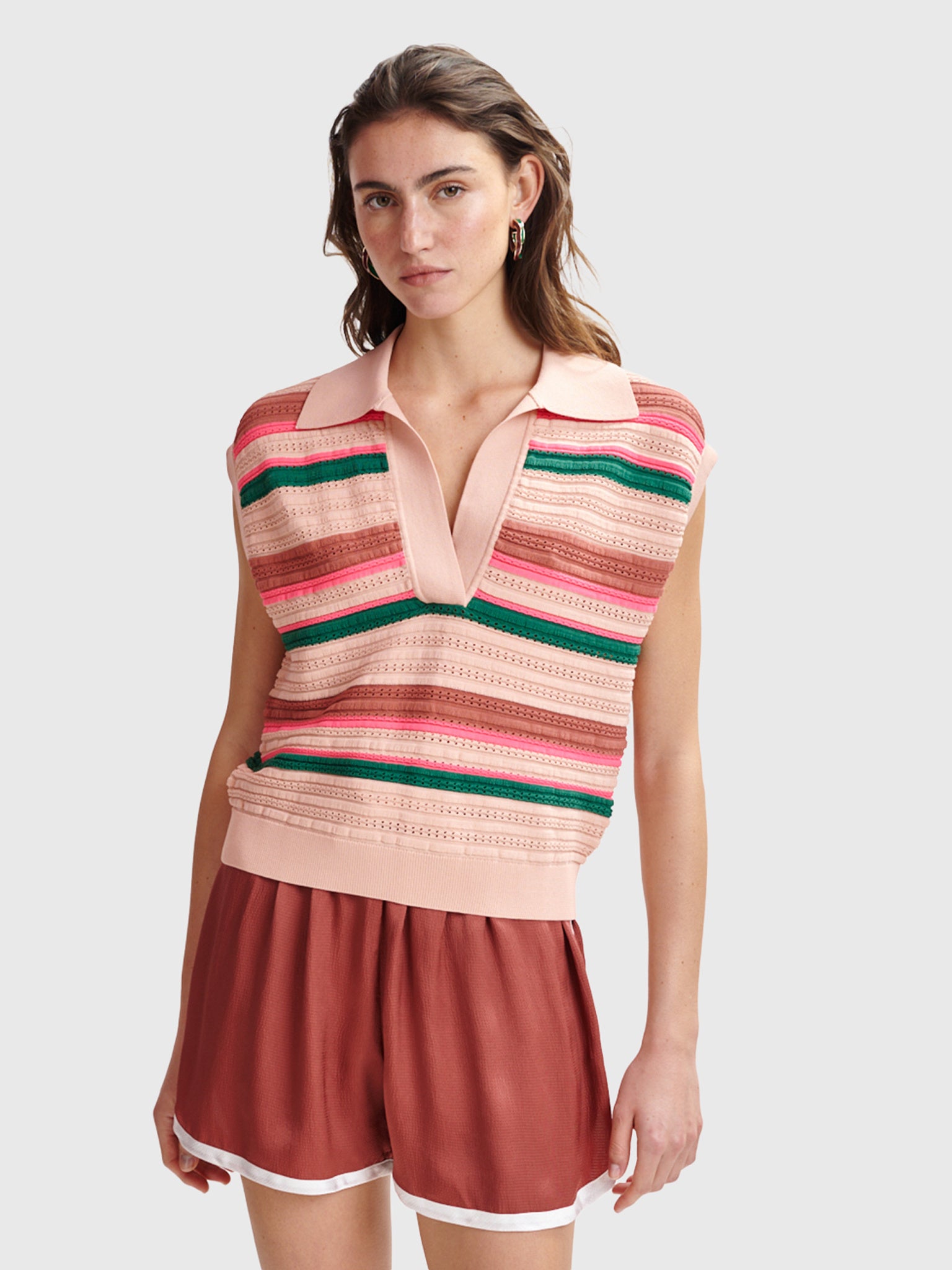 Essentiel Antwerp Women's Hantwerp Striped Knit Polo - Saint Bernard