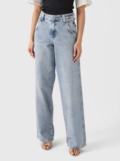 Essentiel Antwerp Women's Hit Rhinestone Wide-Leg Jean - Saint Bernard