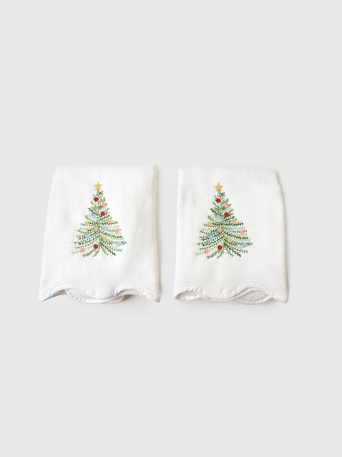 Weezie Holiday Tree Scallop Powder Bath Towel Set