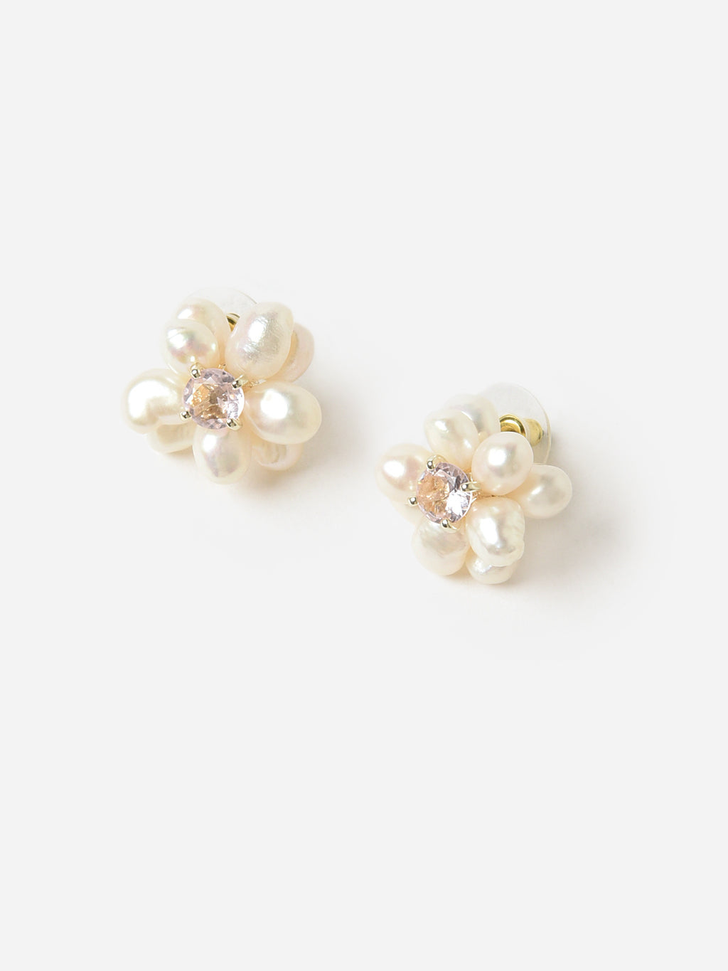 Nicola Bathie Women's Freshwater Pearls + Pink Quartz Hydrangea Stud Earrings - Saint Bernard
