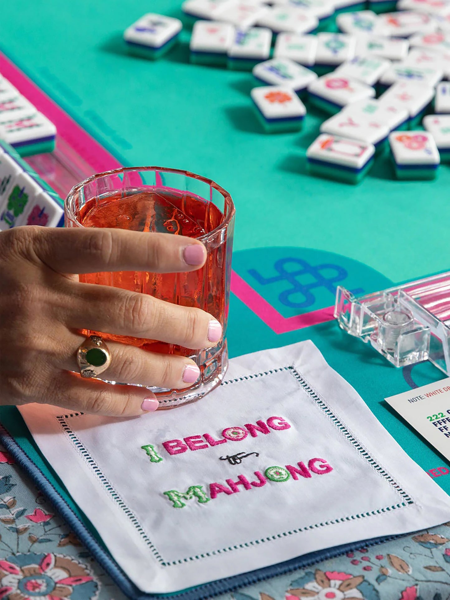 August Morgan I Belong to Mahjong Cocktail Napkin Set - Saint Bernard