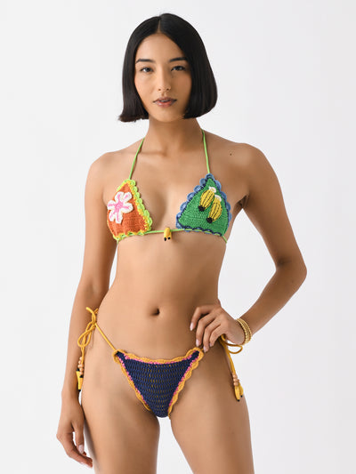 Its Now Cool Women's The Crochet Tri Bikini Top - Saint Bernard
