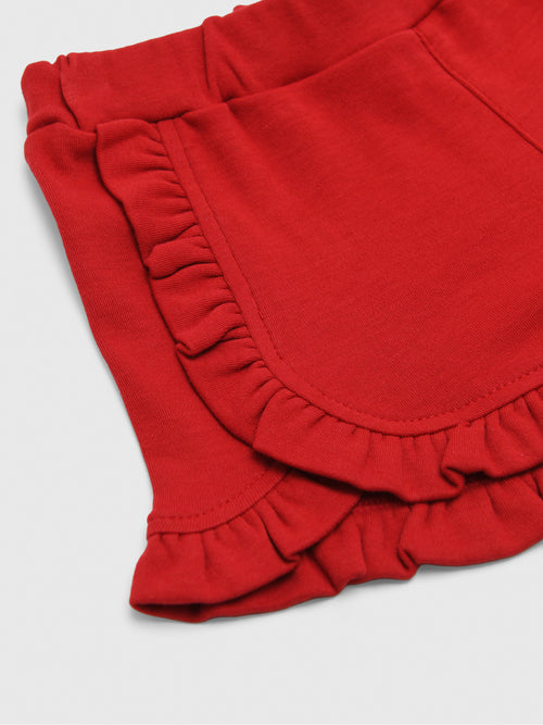 Luigi Girls' Solid Ruffle Trim Short