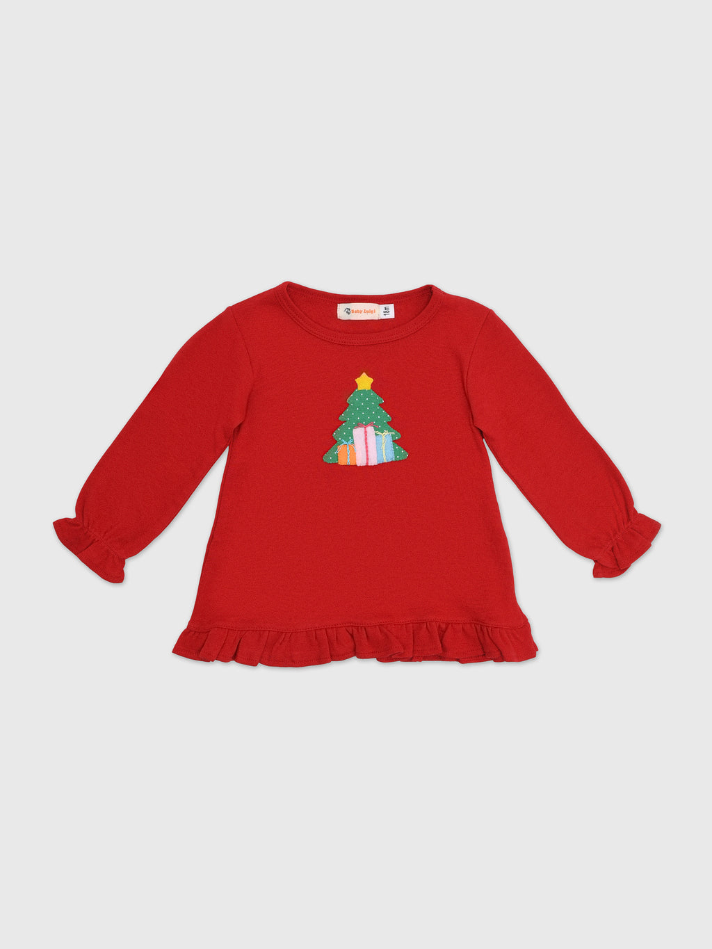 Luigi Girls' Christmas Tree Long Sleeve Swing Top - Saint Bernard