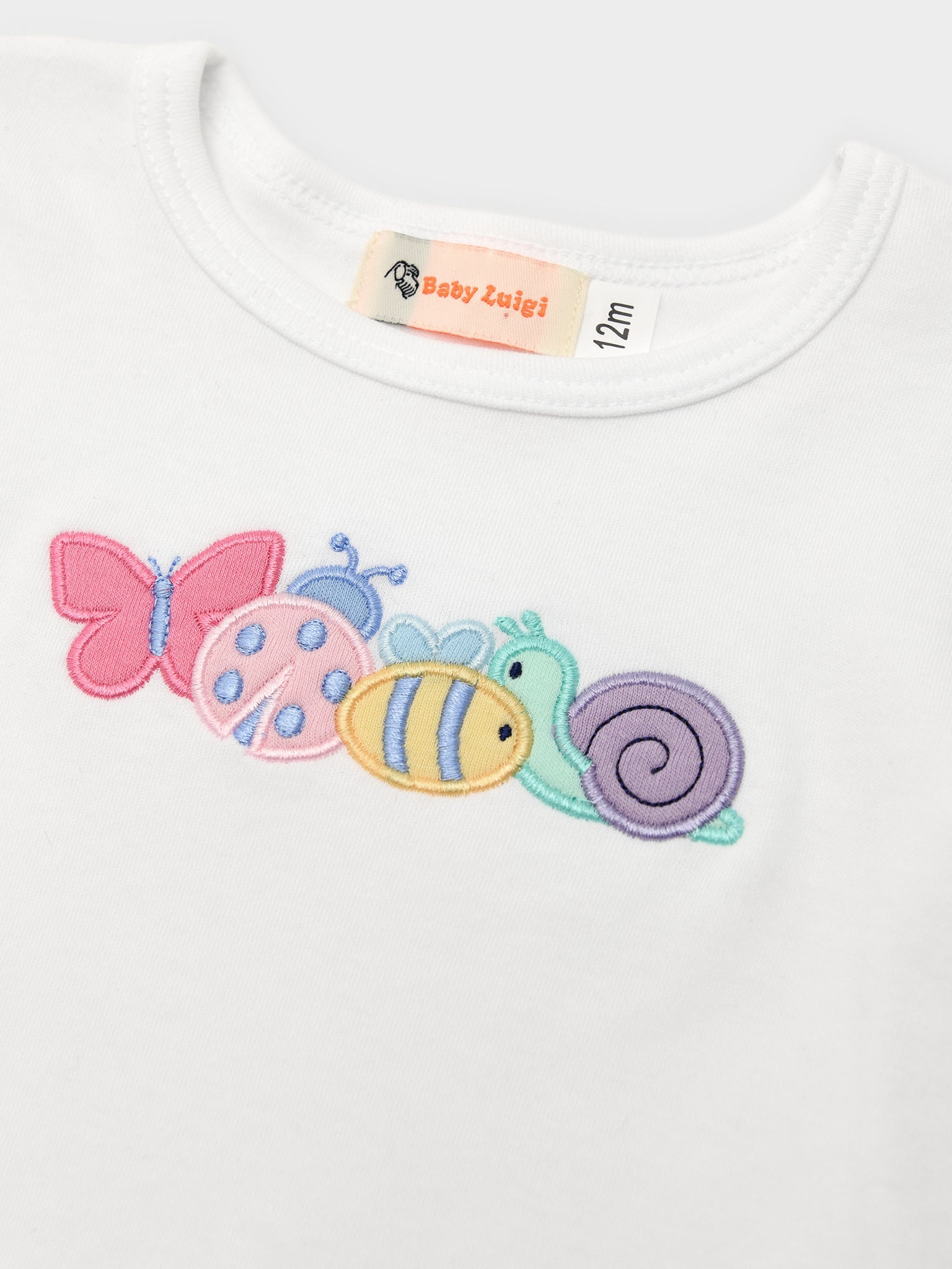 Luigi Girls' Butterfly Lady Bug Bee & Snail Flutter Sleeve Tee - Saint Bernard