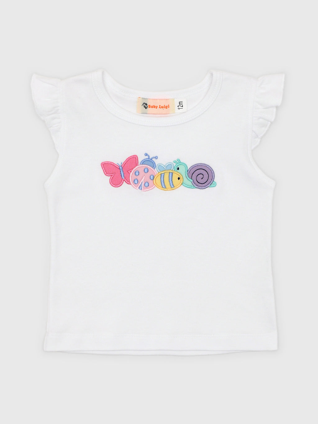 Luigi Girls' Butterfly Lady Bug Bee & Snail Flutter Sleeve Tee - Saint Bernard
