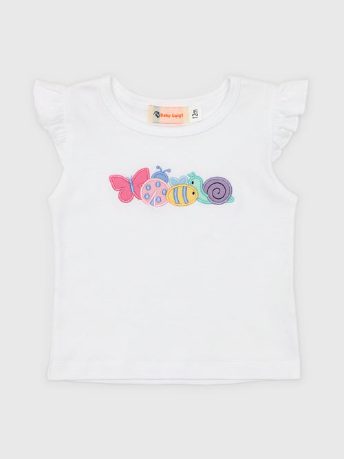 Luigi Girls' Butterfly Lady Bug Bee & Snail Flutter Sleeve Tee