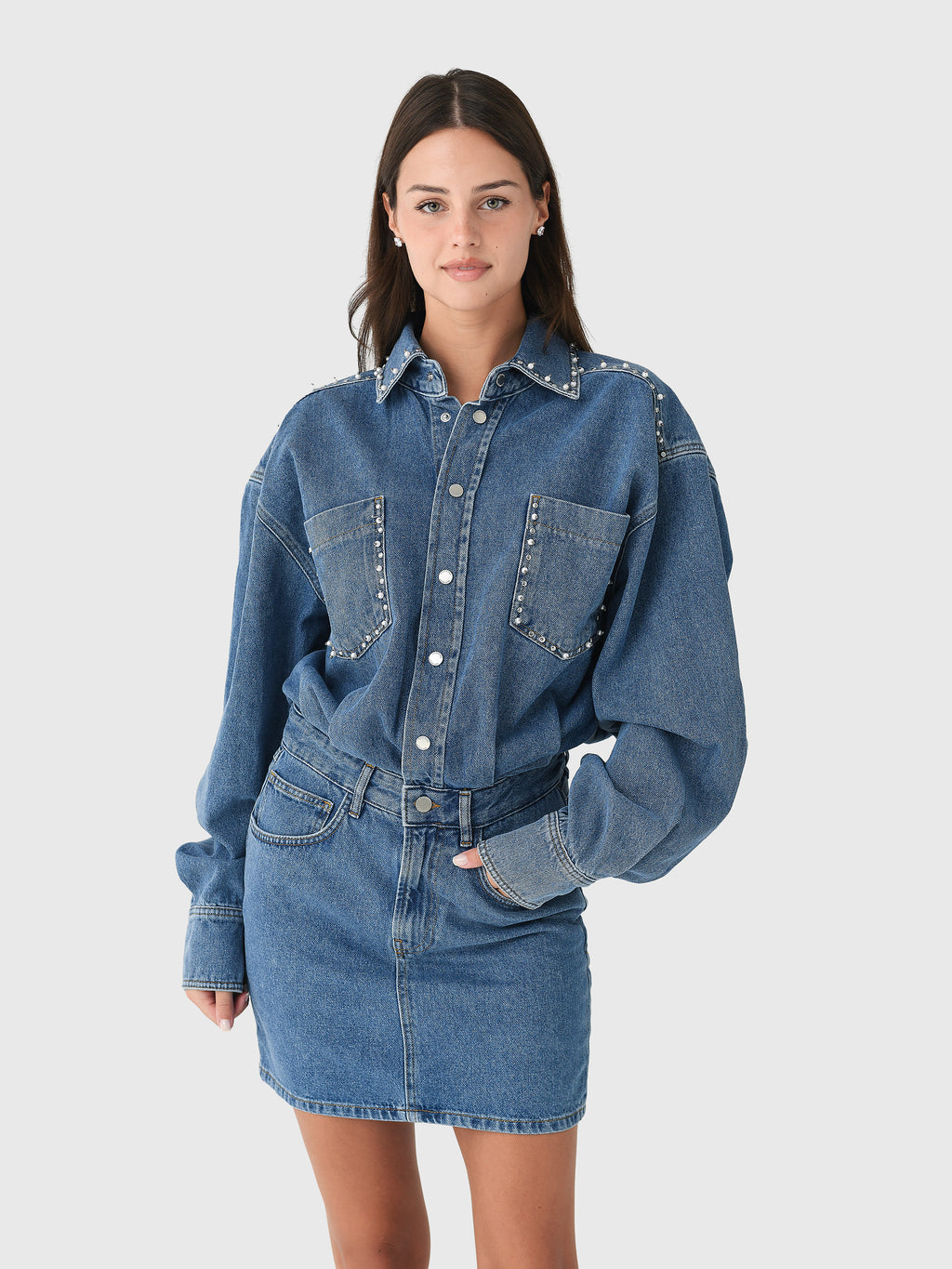 Essentiel Antwerp Women's Ilene Embellished Denim Dress - Saint Bernard