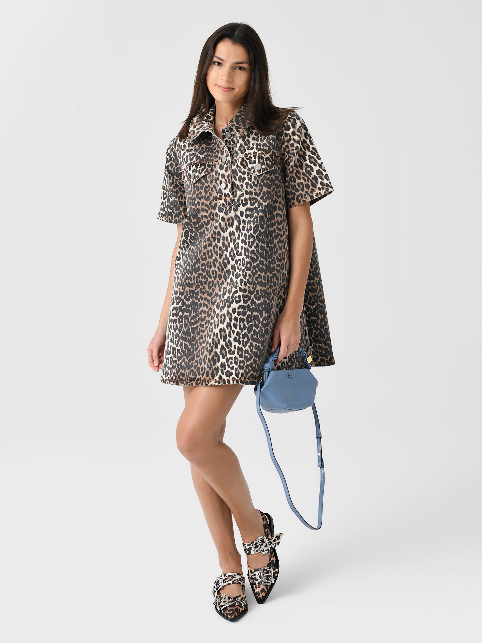 GANNI Women's Printed Denim Mini Dress – Saint Bernard