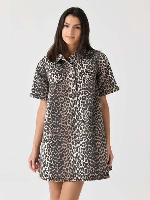 GANNI Women's Printed Denim Mini Dress