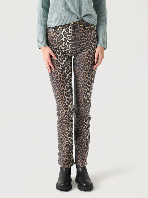 GANNI Women's Foil Print Denim Carri Chain