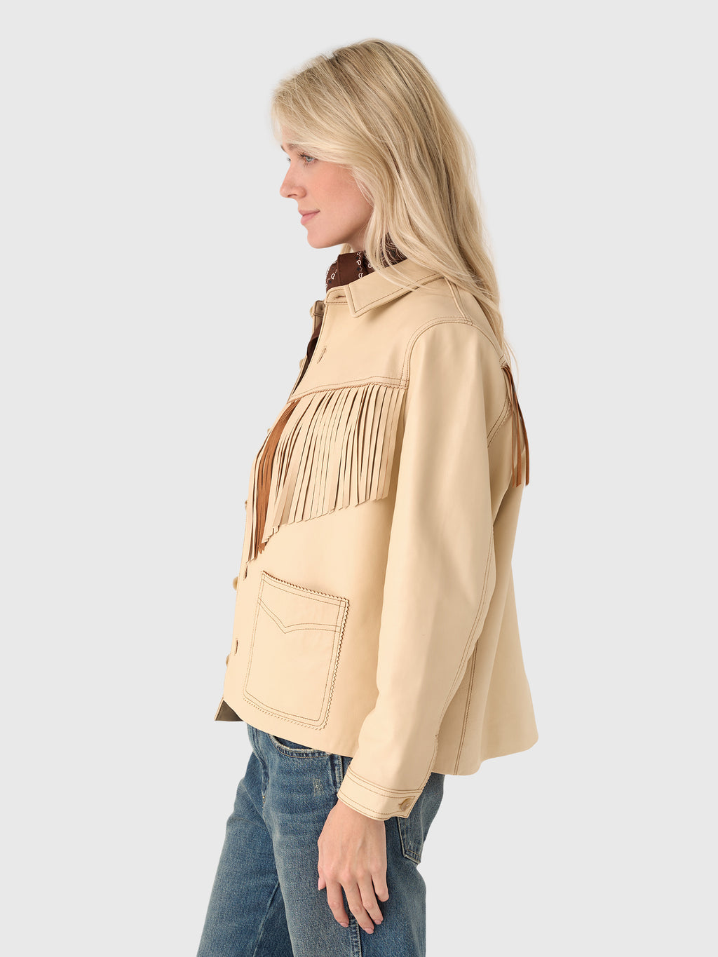 The Great Women's The Leather Fringe Jacket - Saint Bernard