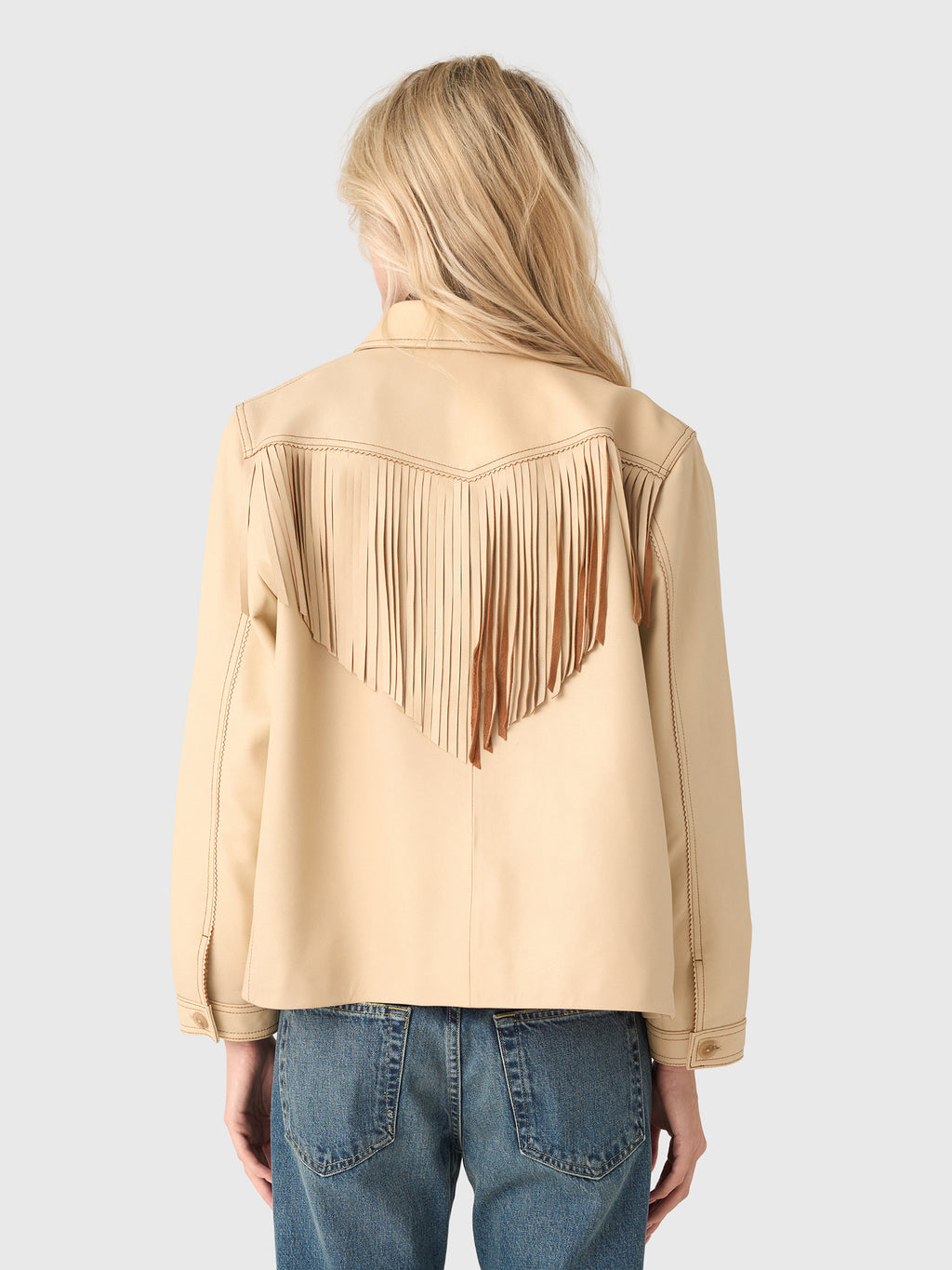 The Great Women's The Leather Fringe Jacket - Saint Bernard